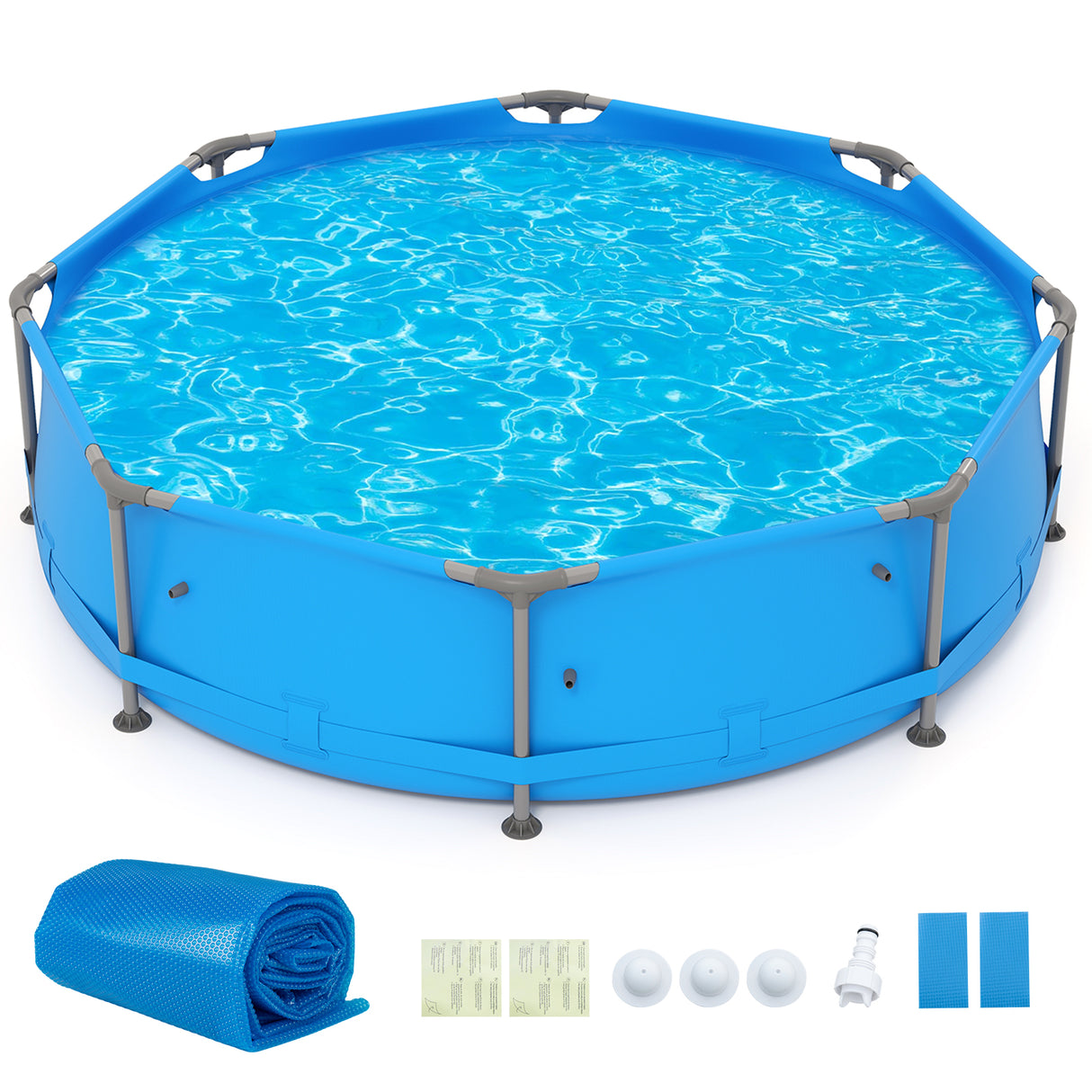12ft x 30in Round Above Ground Swimming Pool with 12 ft Pool Cover