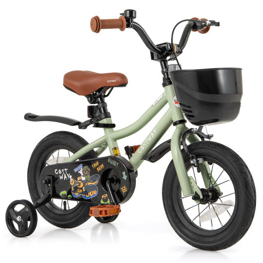 12-Inch Kids Bike Adjustable with Training Wheels for 3-4 Years Old