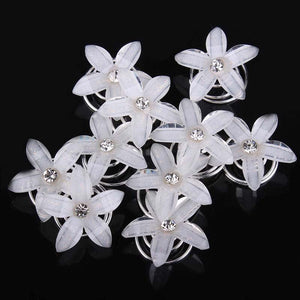12pcs/lot Swirl Spiral Bridal Wedding Twist Crystal Flower Hair Spin Pins Women Hair Jewelry Girls Accessories Wedding Hair Accessories for Brides and Bridesmaids