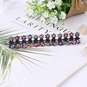 12pcs/set Mini Rhinestone No-Slip Grips Hair Clips for Women Girls Glitter Teeth Metal Clamps Flower Gorgeous Hair Accessories For Brides And Bridesmaids