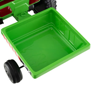 12V 2-in-1 Kids Ride On Tractor with Trailer and 3-Gear Shift-Green