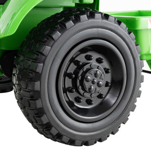 12V 2-in-1 Kids Ride On Tractor with Trailer and 3-Gear Shift-Green