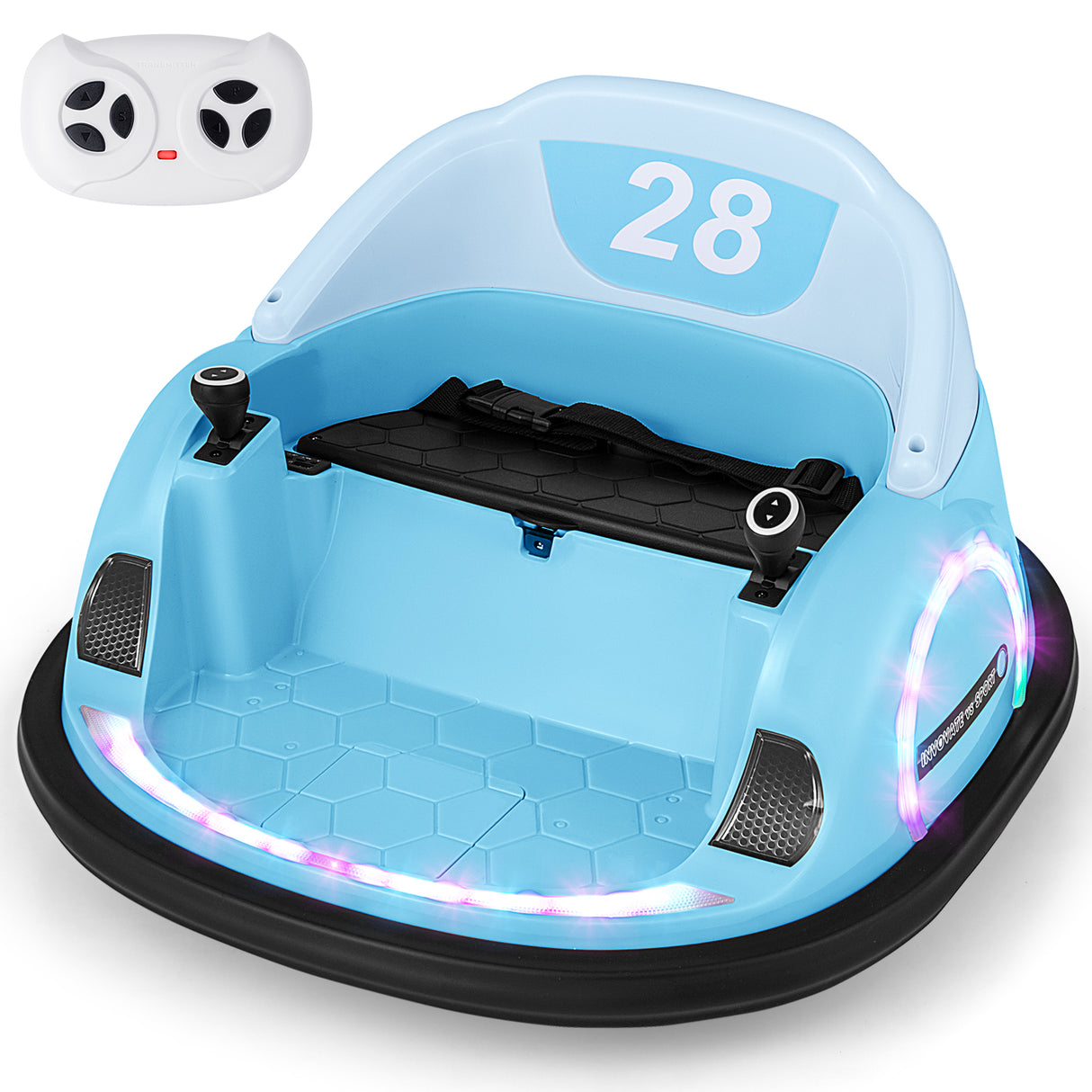 12V 360 ° Ride on Bumper Car for Toddlers with Remote Control-Light Blue