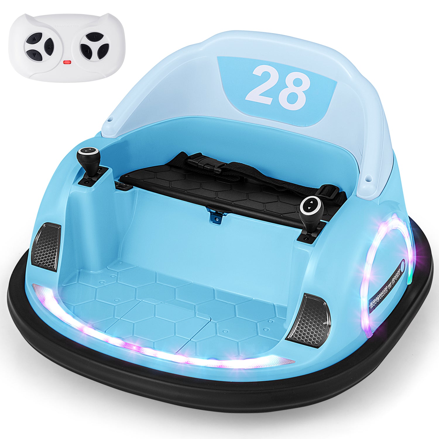 12V 360 ° Ride on Bumper Car for Toddlers with Remote Control-Light Blue