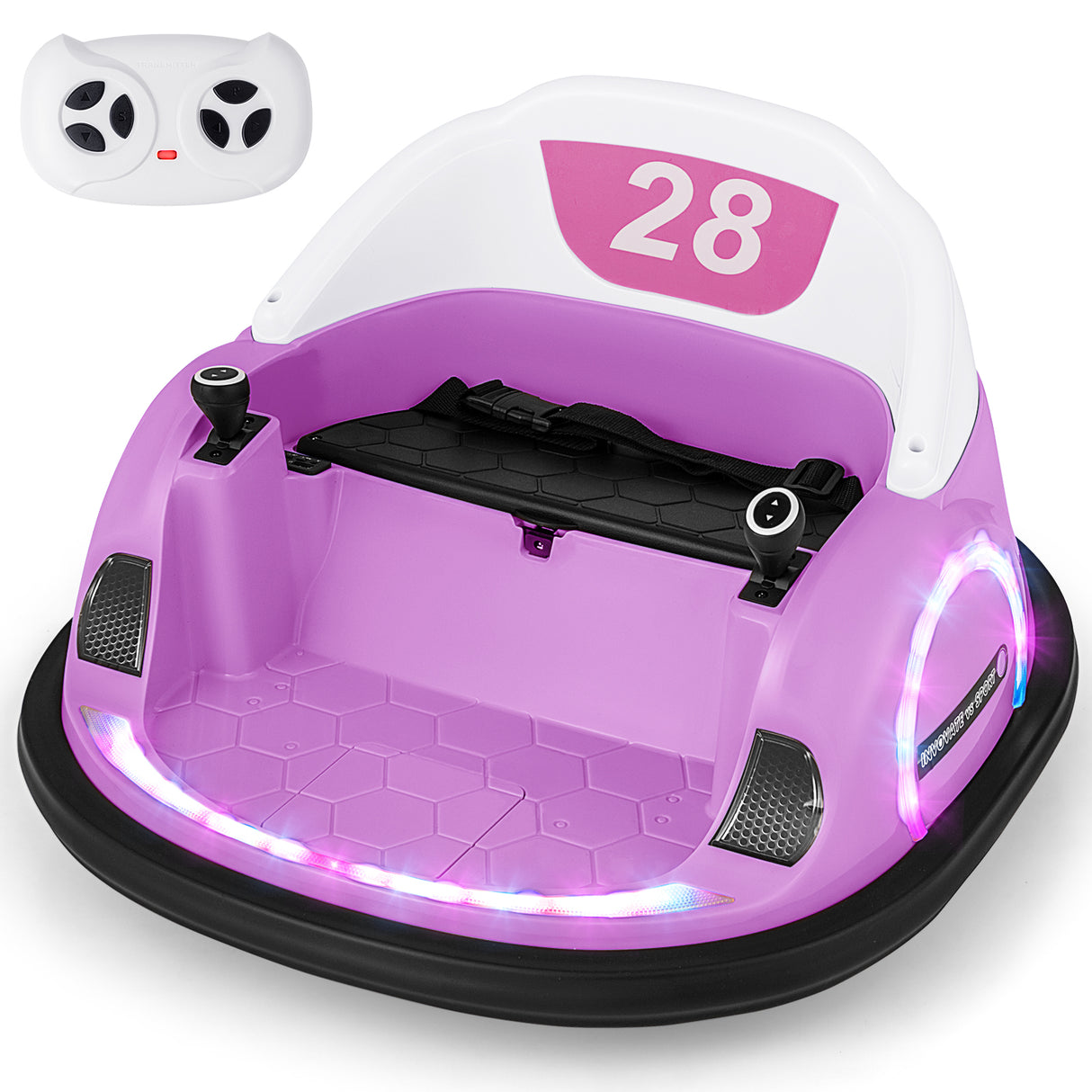 12V 360 ° Ride on Bumper Car for Toddlers with Remote Control-Pink