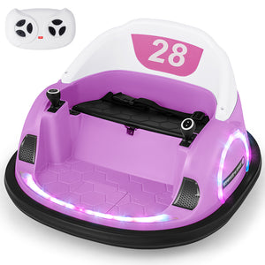 12V 360 ° Ride on Bumper Car for Toddlers with Remote Control-Pink