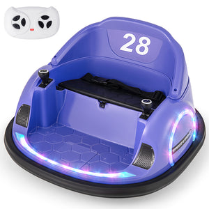 12V 360 ° Ride on Bumper Car for Toddlers with Remote Control-Purple