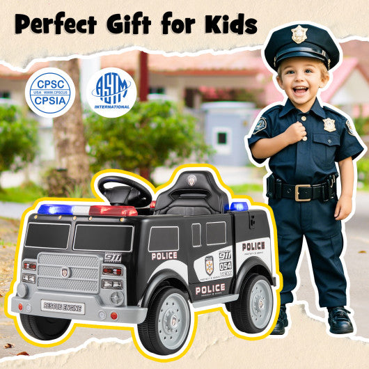 12V Battery Powered Electric Vehicle with 3 Speeds and Megaphone-Black