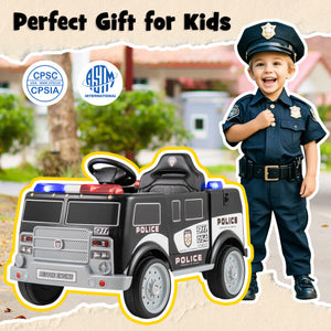 12V Battery Powered Electric Vehicle with 3 Speeds and Megaphone-Black