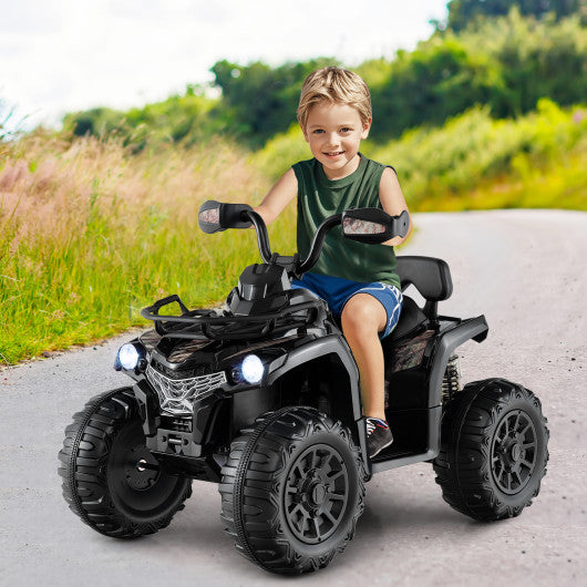 12V Kids Ride On ATV 4 Wheeler with MP3 and Headlights-Solid Black