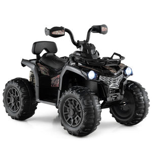 12V Kids Ride On ATV 4 Wheeler with MP3 and Headlights-Solid Black