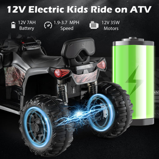12V Kids Ride On ATV 4 Wheeler with MP3 and Headlights-Solid Black