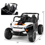 12V Kids Ride on Truck Off-Road UTV with Parental Remote and Lights-White