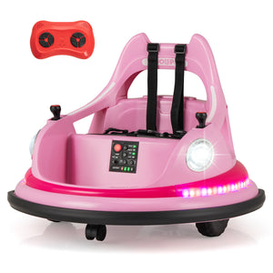 12V Kids Ride On Bumper Car with Remote Control and Dual Joysticks-Pink