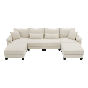 Wide Seat Modular Sectional Bed Sleeper Couch Set With Armrest Pillow 6 Seat, Free Combination Sofa With Ottomans Oversized by Couch.com