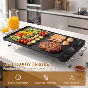 1300W Indoor Electric Grill with Removable Touch Panel-Black