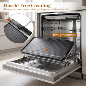 1300W Indoor Electric Grill with Removable Touch Panel-Black