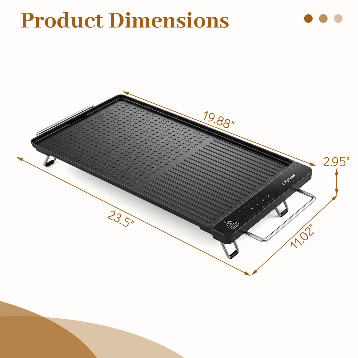 1300W Indoor Electric Grill with Removable Touch Panel-Black