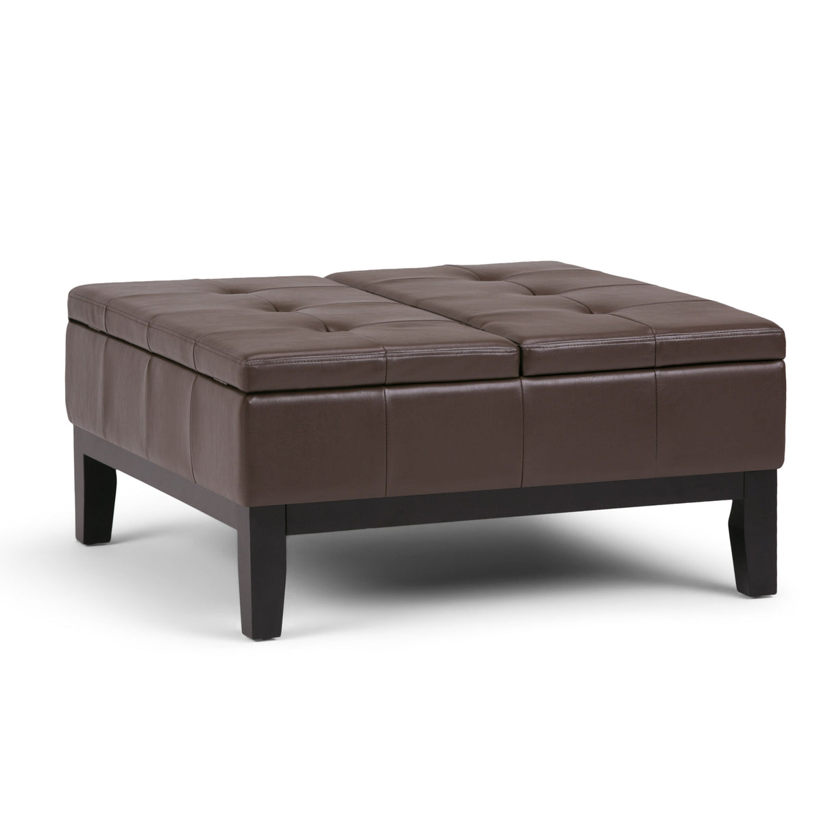 Dover - Square Coffee Table Storage Ottoman - Chocolate Brown by Couch.com