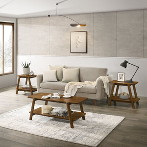 Metz - Mid-Century Modern Wood Shelf 3 Piece Coffee Table Set - Walnut by Couch.com