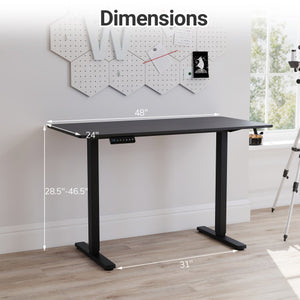 48 Inch x 24 Inch Ergonomic Electric Standing Desk with 3 Memory Settings for Home Office-Black