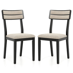 Modern Dining Chairs Set of 2 with Tilt Backrest for Dining Room-Black