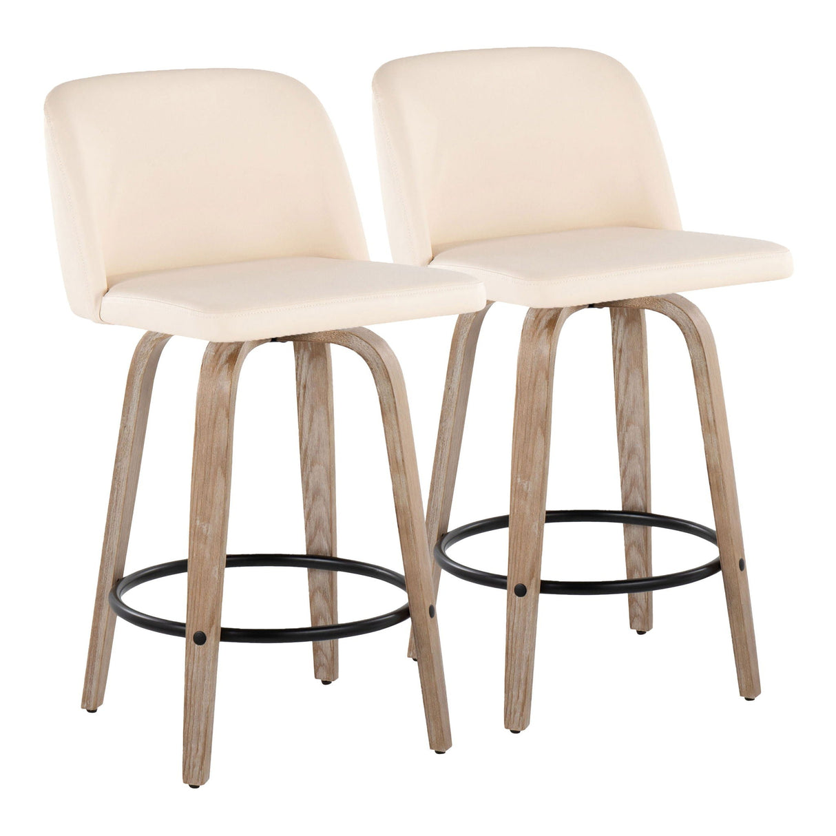 Toriano - Contemporary Fixed-Height Counter Stool & Swivel With Round Footrest (Set of 2) by Couch.com