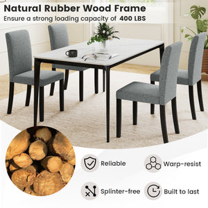 Dining Chair Set of 2 Mid-Century Modern Chairs with Rubber Wood Legs-Gray