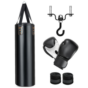 Fitness Room Bundle: Hanging Punching Bag Set + Folding Treadmill