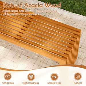 36 Inch Patio Bench All-Slat Acacia Wood Loveseat
