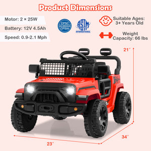 12V Kids Ride on Truck Car Battery Powered Electric Vehicle-Red