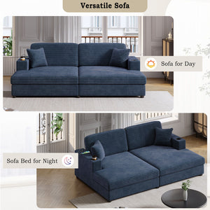 Oversized Loveseat Chaise With 2 USB Ports, 2 Cup Holders And 2 Throw Pillows by Couch.com