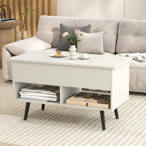 31.5 Inch Lift-Top Coffee Table with Hidden Storage and 2 Open Shelves-White