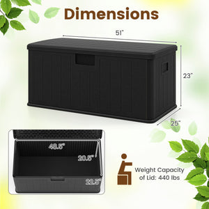 100 Gallon Large Deck Box with Lockable Lid for Patio-Black