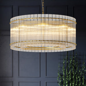 37" Modern Gold Round 8-Light Crystal Chandelier