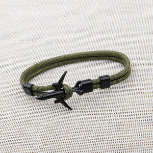 Modern Fashion Airplane Anchor Bracelets Men Charm Rope Chain Paracord Bracelet Women Male Air Force Style Wrap Metal Sport Hook Gift