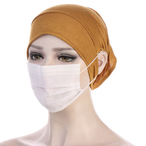 NEW Soft Cotton Hijab Breathable Turban Tie Under Scarf Elegant Ear Hole Stretch Inner Hijabs Lightweight Turban Round Front Under Hijab Caps Female Turban Bonnet