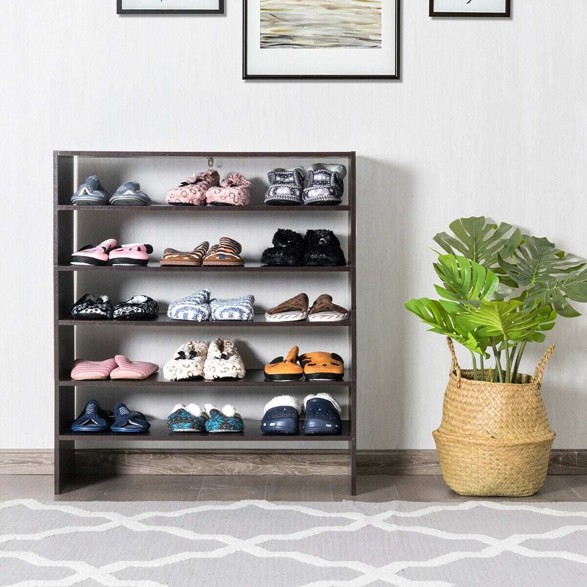 3 Pieces 31-Inch Stackable Multi-Shape Shoe Rack-White