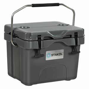 16 Quart 24-Can Capacity Insulated Ice Cooler with 2 Cup Holders-Khaki