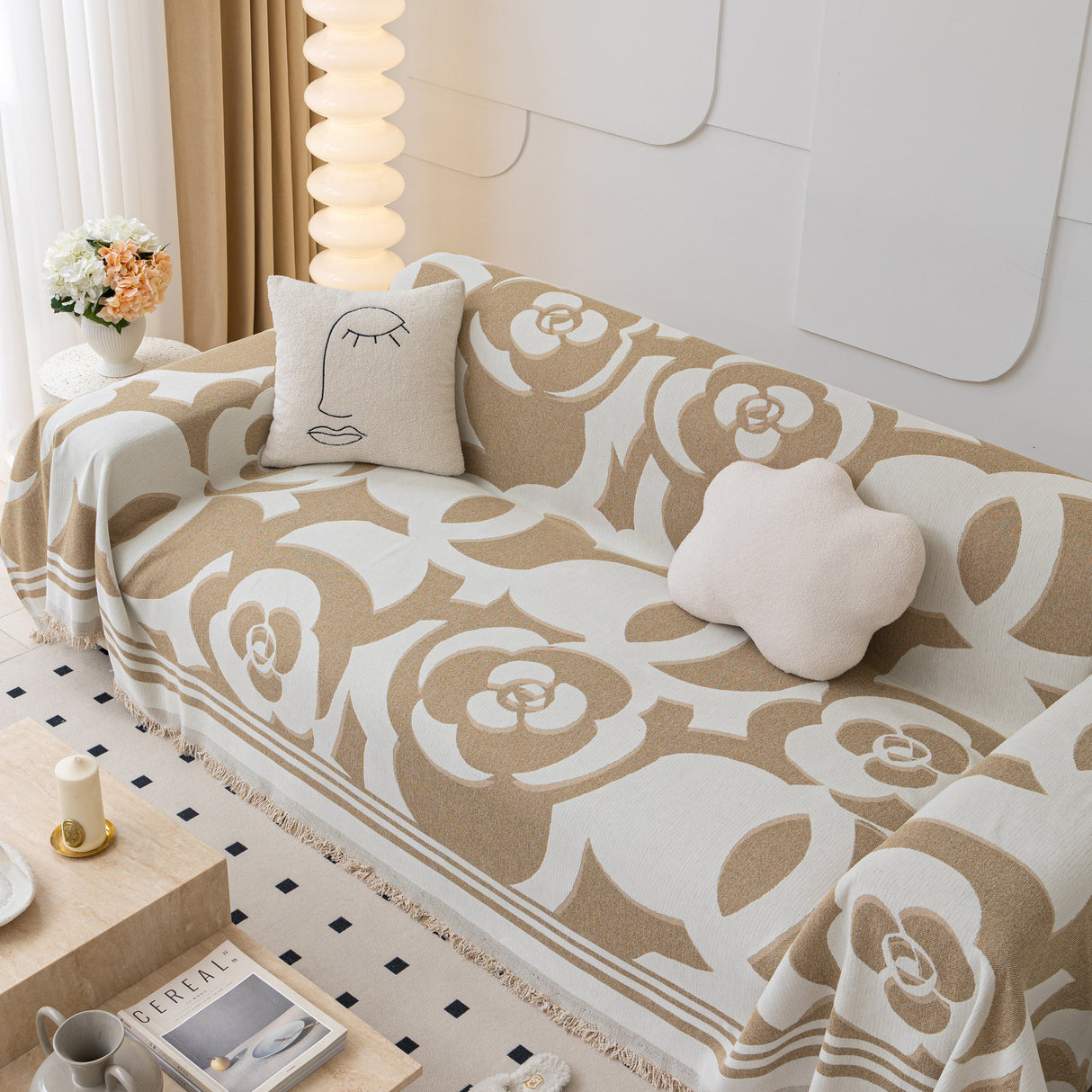 Chenille Sofa Cover Blanket, Couch Cover Blanket Throws for Couches Living Room Furniture Throw Covers