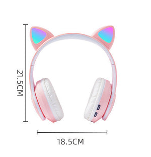 Interesting New Kids Headphones Wireless Bluetooth In Cat Ears Headphones Style With Noise Reduction Live Breathing Lights Glare and LED Lights