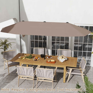 13 FT Large Patio Umbrella Outdoor Double-Sided Table Market Umbrella with Crank Handle-Coffee