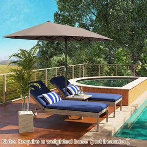 13 FT Large Patio Umbrella Outdoor Double-Sided Table Market Umbrella with Crank Handle-Coffee