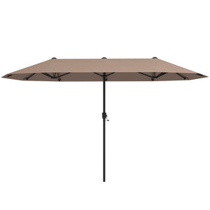 13 FT Large Patio Umbrella Outdoor Double-Sided Table Market Umbrella with Crank Handle-Coffee