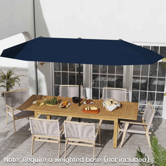 13 FT Large Patio Umbrella Outdoor Double-Sided Table Market Umbrella with Crank Handle-Navy