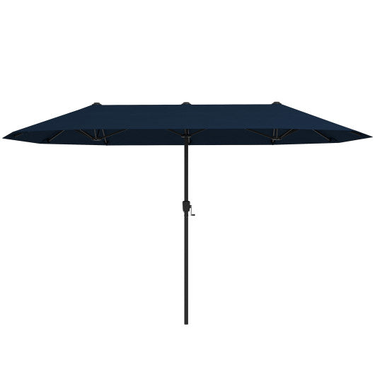 13 FT Large Patio Umbrella Outdoor Double-Sided Table Market Umbrella with Crank Handle-Navy