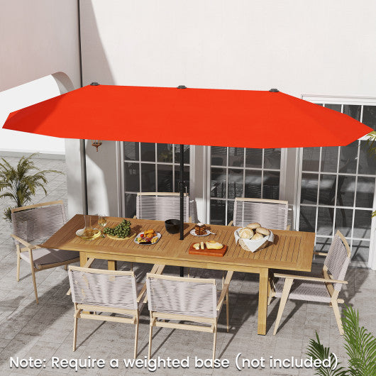 13 FT Large Patio Umbrella Outdoor Double-Sided Table Market Umbrella with Crank Handle-Orange