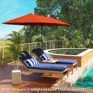 13 FT Large Patio Umbrella Outdoor Double-Sided Table Market Umbrella with Crank Handle-Orange