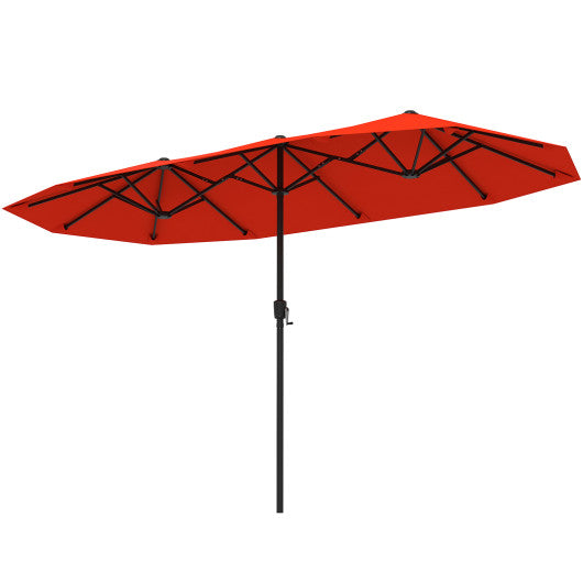 13 FT Large Patio Umbrella Outdoor Double-Sided Table Market Umbrella with Crank Handle-Orange
