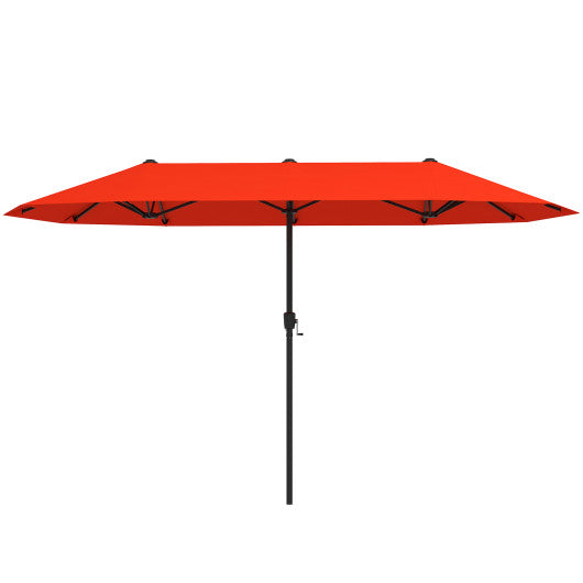 13 FT Large Patio Umbrella Outdoor Double-Sided Table Market Umbrella with Crank Handle-Orange